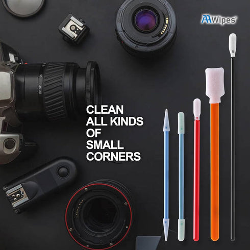 Cleanroom Foam Tip Swab Set: 100 Pack in 5 Colors & Styles for Multi-Use Cleaning, Camera, Optical Lens, Arts & Crafts.
