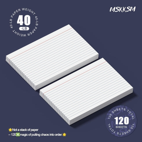 5x8 Inch 120 Count, 5x8 5 8 5 8 Index Cards - Ruled Index Flash Cards for Studying, White Lined Index Note Cards