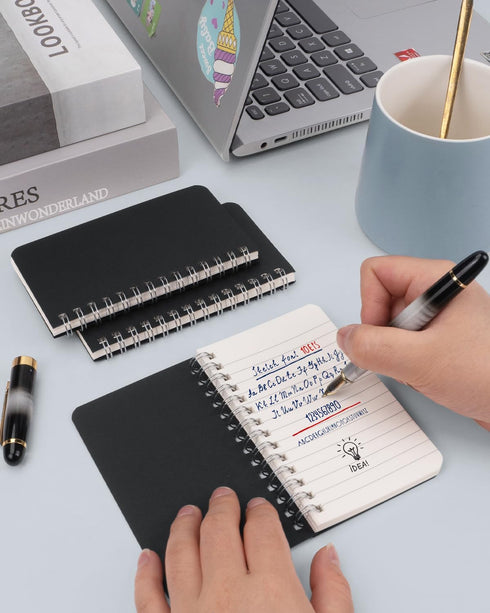 Mini Spiral Notebooks 3x5 Bulk, 30 Packs Pocket Memo Pads, Black Cardboard Cover for Home Office School (60 Sheets)
