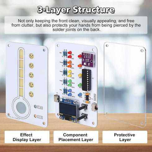 DIY Thermo-Hygrometer Soldering Kit, ICSTATION Temperature and Humidity Meter with Expression LED, / Switchable STEM
