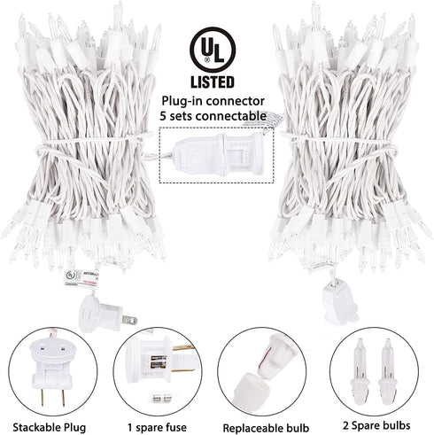 2 Pack 50 Count 12 Christmas String Lights Clear Warm White Mini Lights Plug Powered Waterproof for Indoor and Outdoor