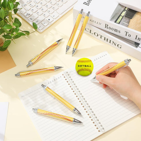 Thenshop 40 Pcs Cute Softball Football Volleyball Ballpoint Pens, Comfortable Writing Retractable Pens for Kids and