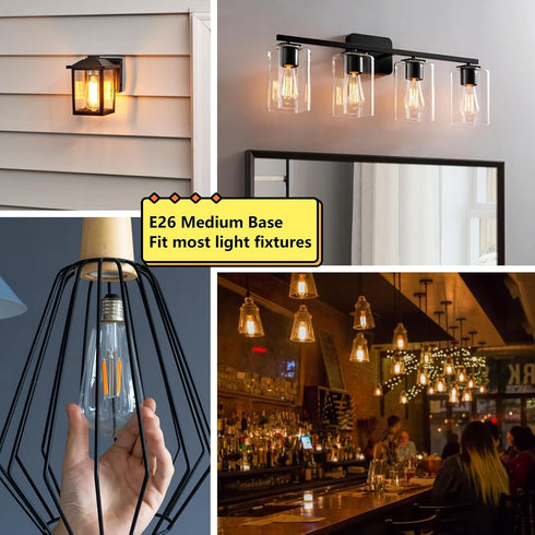 Edison LED Light Bulbs, 60 Watt Equivalent, 8W Dimmable, 2700K Soft Warm White, 800 Lumen, E26 Base, 6 Pack