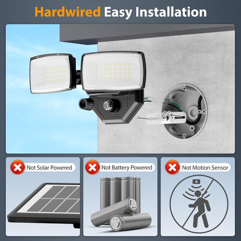 32w 3200LM Lighting,6500K Photocell,IP66 Onforu Dusk to Dawn Outdoor Dual-Head Flood Light Outdoor with Waterproof