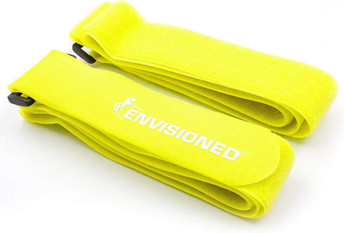 Reusable Cinch Straps 2" x 72" (Usable Length 64") - 2 Pack - Hook and Loop Straps (Neon Yellow)