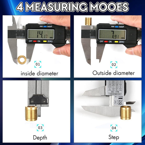 Digital Caliper Measuring Tool, Large LCD Screen, Easy Switch Inch/MM/Fraction, 6inch/150mm & 8inch/200mm
