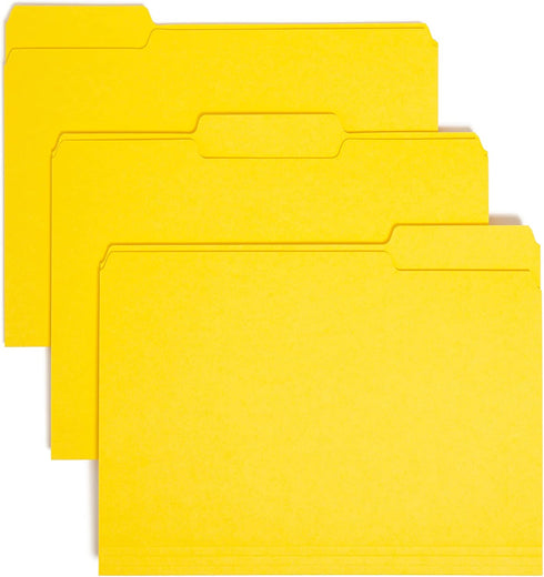 Smead Interior File Folder, 1/3-Cut Tab, Letter Size, Yellow, 100 per Box (10271)