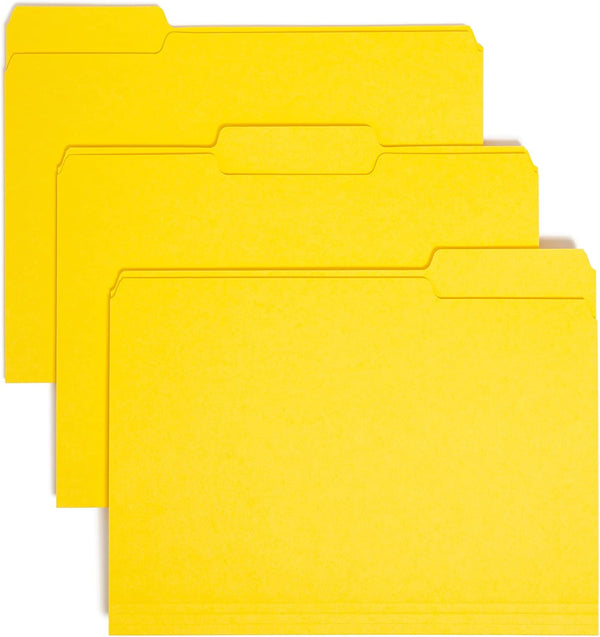 Smead Interior File Folder, 1/3-Cut Tab, Letter Size, Yellow, 100 per Box (10271)