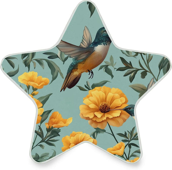 Burbuja Yellow Marigolds Hummingbirds LED Night Light Plug into Wall 0.2W Star-Shaped Nightlight