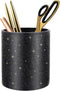 WAVEYU Pen Holder for Desk, Luxury Glitter Pencil Cup for School Office, Leather Desk Organizer for Students (Black)