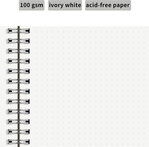 HULYTRAAT Large Dot Grid Spiral Notebook, 8.5" x 11", 128 Dotted Pages, Premium 100gsm Ivory White Paper, Sturdy Cover