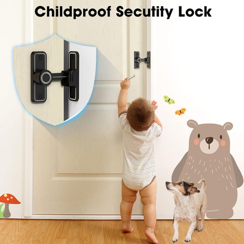 Sliding Barn Door Lock Hardware, 90 Degree Locks for Barn Doors, Flip Gate Latches for Outdoor and Garage Use