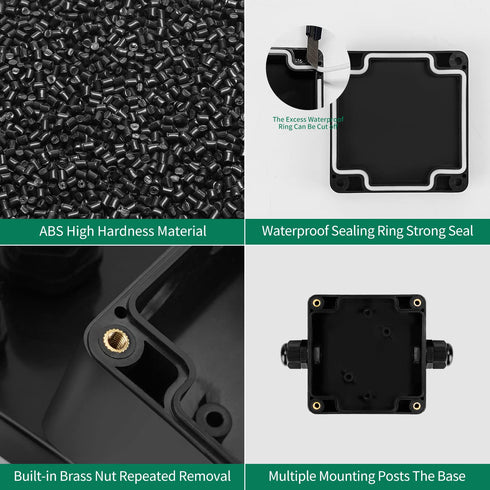 ABS IP67 Waterproof Dustproof Electrical Junction Box, with 15A 600V Barrier Terminal Cable Connector