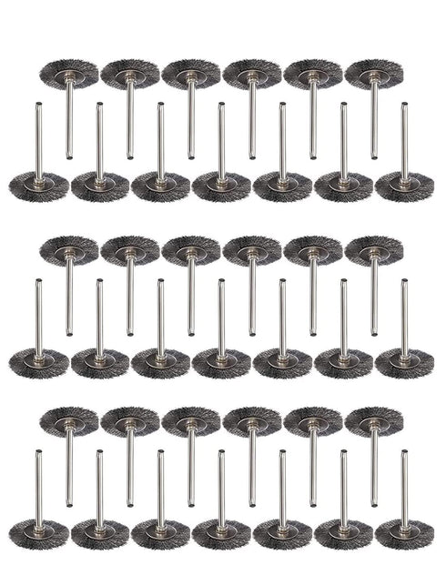 50Pcs 25mm T-Type Stainless Steel Wire Wheel Brush Sets with 1/8 Inch Shank for Cleaning, Deburring, Surface-Finishing
