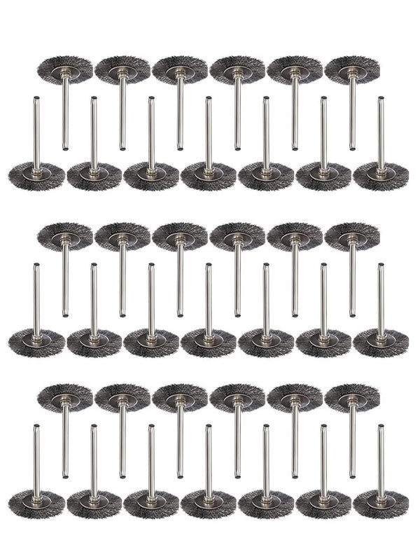 50Pcs 25mm T-Type Stainless Steel Wire Wheel Brush Sets with 1/8 Inch Shank for Cleaning, Deburring, Surface-Finishing