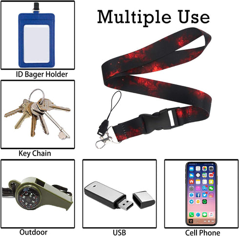 DMLSKY Black Red Lanyard for Keys, Keychain ID Badge Holder with Safe Removable Buckle & Clip