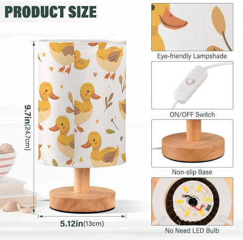 MFTJYO Bedside Table Lamp Duck Yellow Farm Table Lamp for Bedroom Nightstand Lamp with USB Port LED Desk Lamp Shade