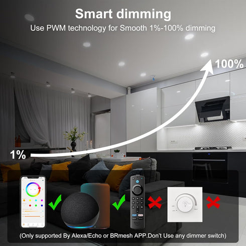 6 Inch 16W Box,1350 Scenes,Timer,23 Modes,1 Pack Smart Recessed Lighting RGBCW Color Changing LED Downlights