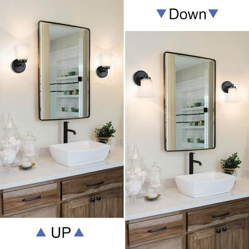XiNBEi Lighting Wall Sconce, 1 Light Black Glass Vanity Light for Bathroom & Hallway, Model XB-W1235-1-MB