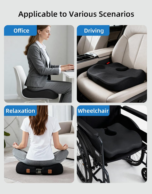 LSMColda Tailbone Extra Dense Orthopedic Seat Cushion, Ergonomic Memory Foam Seat Cushion for Office ChairDesk