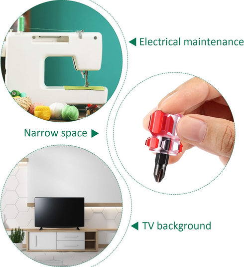 Sewing Machine Screwdriver Mini Short Screwdriver Tool Kit Includes Slotted/Flat Head Screwdriver and Cross Head Screwdriver for DIY Repairing, 2 Pieces