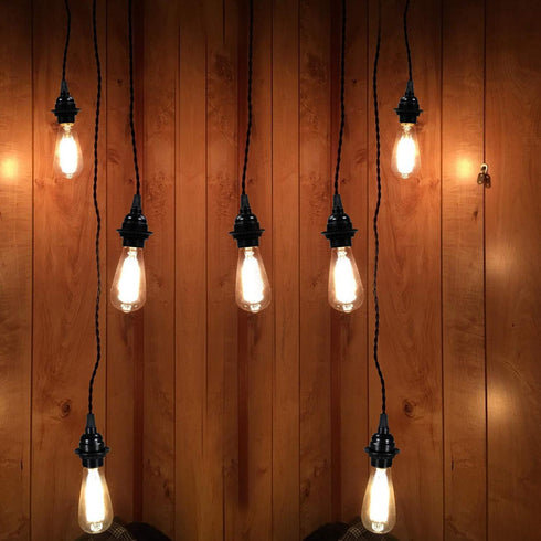 E26/ E27 E26 200 Bulbs (8PACK) Black Light Sockets, Retro Edison Lamp Holder with Medium Screw, Heat Resistant Standard