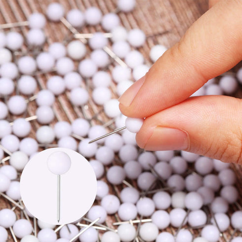 Map Tacks Push Pins Small Size, 300 Packs (White, 1/5 Inch)