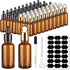 KOUWICH 60 Pack 1oz Dropper Bottle Amber Glass Dropper Leakproof with Funnels, Eye