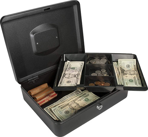 SentrySafe Black Money Saving Box with Cash Tray, Key Lock, Portable Safe, 0.21 Cubic Feet