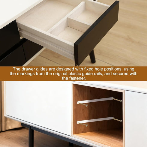 8Set 180mm uxcell Drawer Slides, - Plastic Drawer Rails with Screw, Side Mounted Grooved Guide Rail for Cabinet Bedside