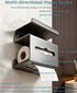 Ovatheria 3-Tier Dark Gray Multi-Tier Toilet Paper Holder with Shelves, Self-Adhesive Tissue Roll Holder with Cell