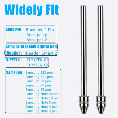 Universal Fine Titanium Alloy Pencil Nibs for BOOX Pen 2 Pro, iReader, IFLYYTEK, Lamy AL-Star Digital Pen, 2 Pcs