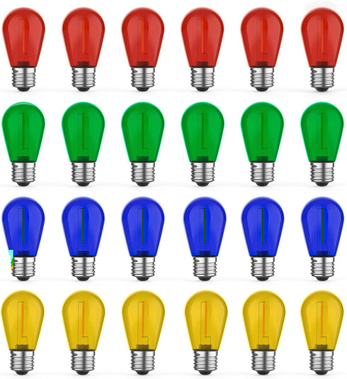 GvvooHome 24 Pack S14 Colored LED String Light Bulbs, 1W Plastic Shatterproof