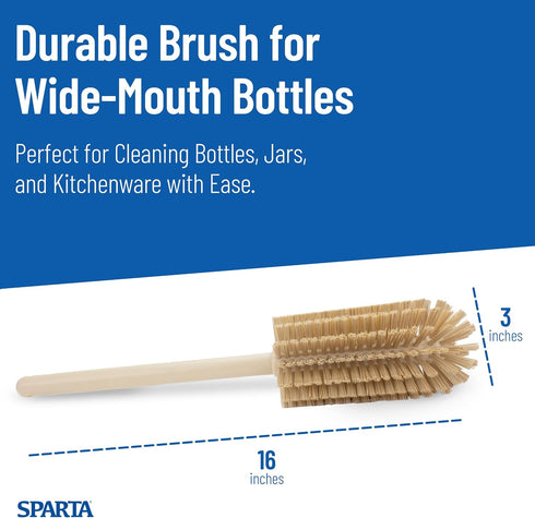 16 Inches, SPARTA Scrub Brush Bottle Brush, Dishwasher Safe Brush with Hanging Hole for Cleaning, Plastic, Tan