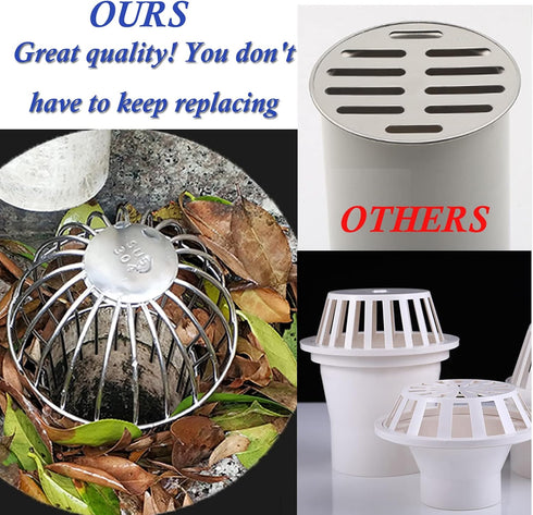 304 Stainless Steel Drain Outdoor Roof Anti-Blocking Line Cap - Round Floor Net Cover, 3 Inch Gutter Cleaning Tool