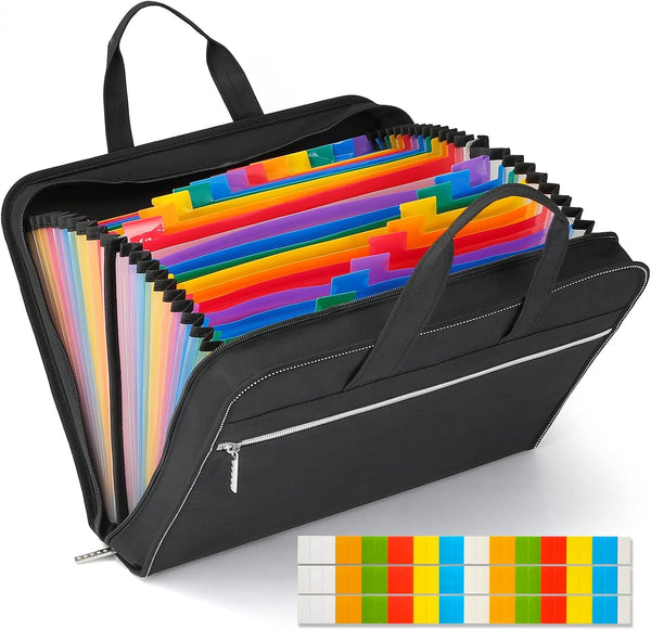 SEEKIND Accordion File Organizer with Handle, 26 Pockets Expanding File Folder, Portable for Office, School