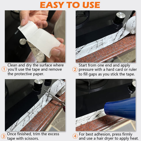 Caulk Tape Strip, 1.5" x 10.5Ft Self Adhesive Bath & Kitchen Sealant Strip, PVC Waterproof Tape
