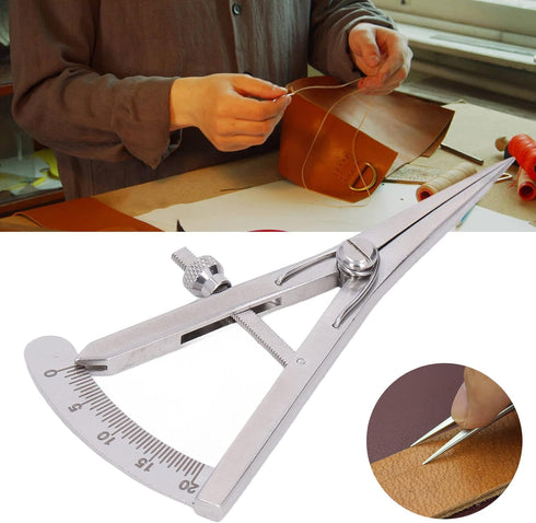 Marking Gauge, Metal Compass Multipurpose High Accuracy Adjustable for Leather Trimming Projects(Screw lock type marking gauge)