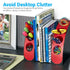 AdirOffice Smart Quarter Bookends & Office Desk Organizer - Heavy Duty Plastic w/Non Skid Bottom - Includes Storage