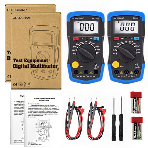 Handheld Digital Multimeter, 200pF-20mF Capacitance Tester, Multi-Function Tool with Backlight, Data Retention