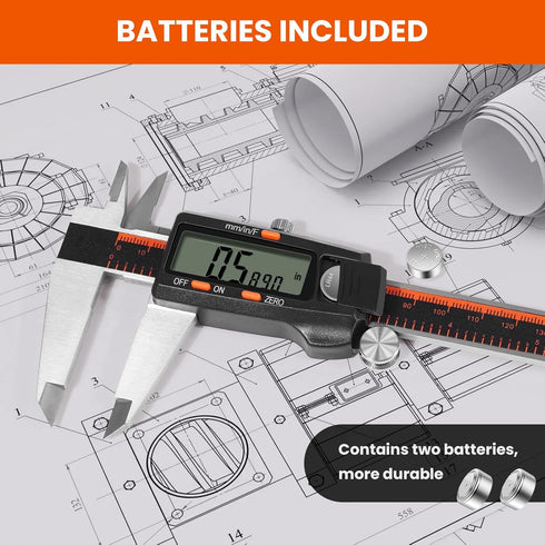 HARDELL Digital Caliper, 0-8 Inch Measuring Tool, Stainless Steel, Large LCD Screen, Waterproof Caliper for