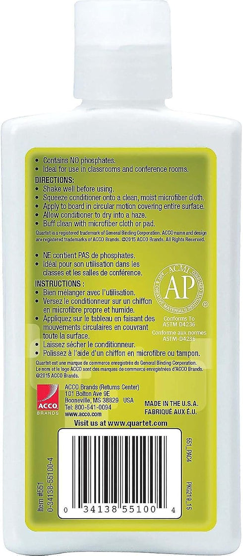 551 8 oz Quartet Whiteboard Conditioner/Cleaner for Dry Erase Boards, Bottle