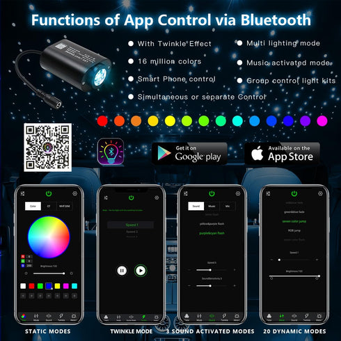 6W 28-Key AKEPO Mini Size Twinkle Fiber Optic Light Engine Only, RGBW Bluetooth APP Control + Music Sync + Remote