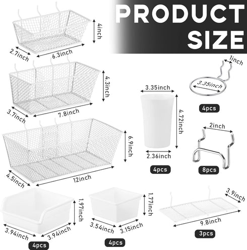 30 Pcs Pegboard Accessories Organizer Kit - Includes Pegboard Storage Basket, Shelf, Organizer Bins, Cup Holder