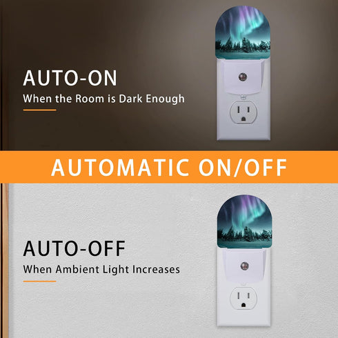 Gearsly Aurora Forest Night Light - LED Wall Sconce for Bedroom, Bathroom, Hallway, Plug in Decorative Lighting, Gift