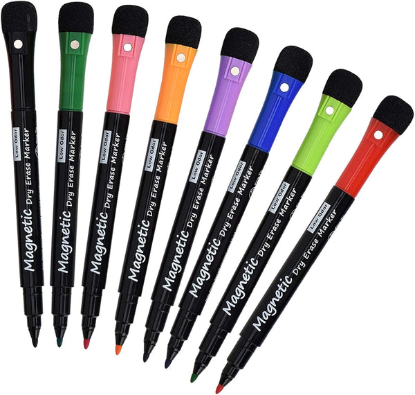 Browill Magnetic Dry Erase Markers, (8 Pack) Dealkits Low Odor White Board Markers