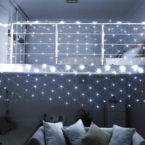 9.8FTx6.6FT 192 8 woohaha Outdoor Christmas Net Lights, LED Plug-in Mesh Lights with Lighting Modes, Connectable Light
