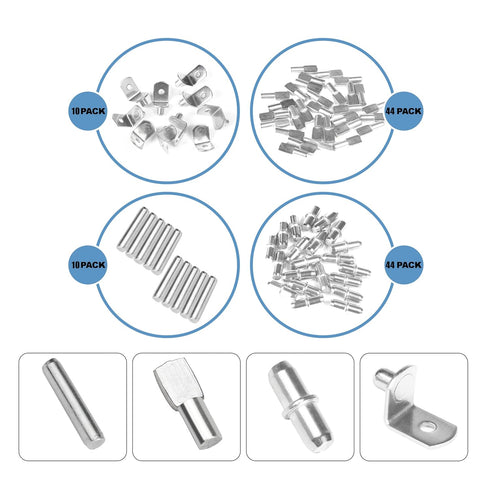 Fuvylonk 108 Closet 4 5mm 1/4inch Pcs Shelf Pins Kit, Metal Nickel Plated Shelf Support Pin, Bookshelf Pegs Cabinet