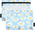 Blue Cute Daisy Binder Pencil Pouch, 3 Ring Zipper Pencil Case with Clear Window, 2 Pack for School, Office