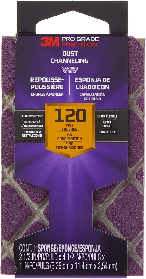 3M 2502PGP-120-UF 120-Grit 4.5" 2.5" 1" Pro Grade Precision Ultra Flexible Sanding Sponge, x x